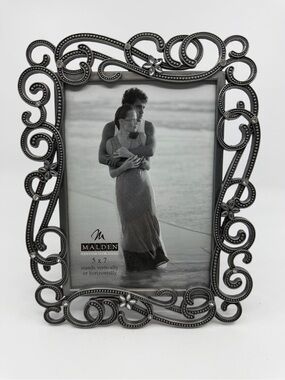 Malden silver metal tone Ornate Scroll Frame with Beaded Detail